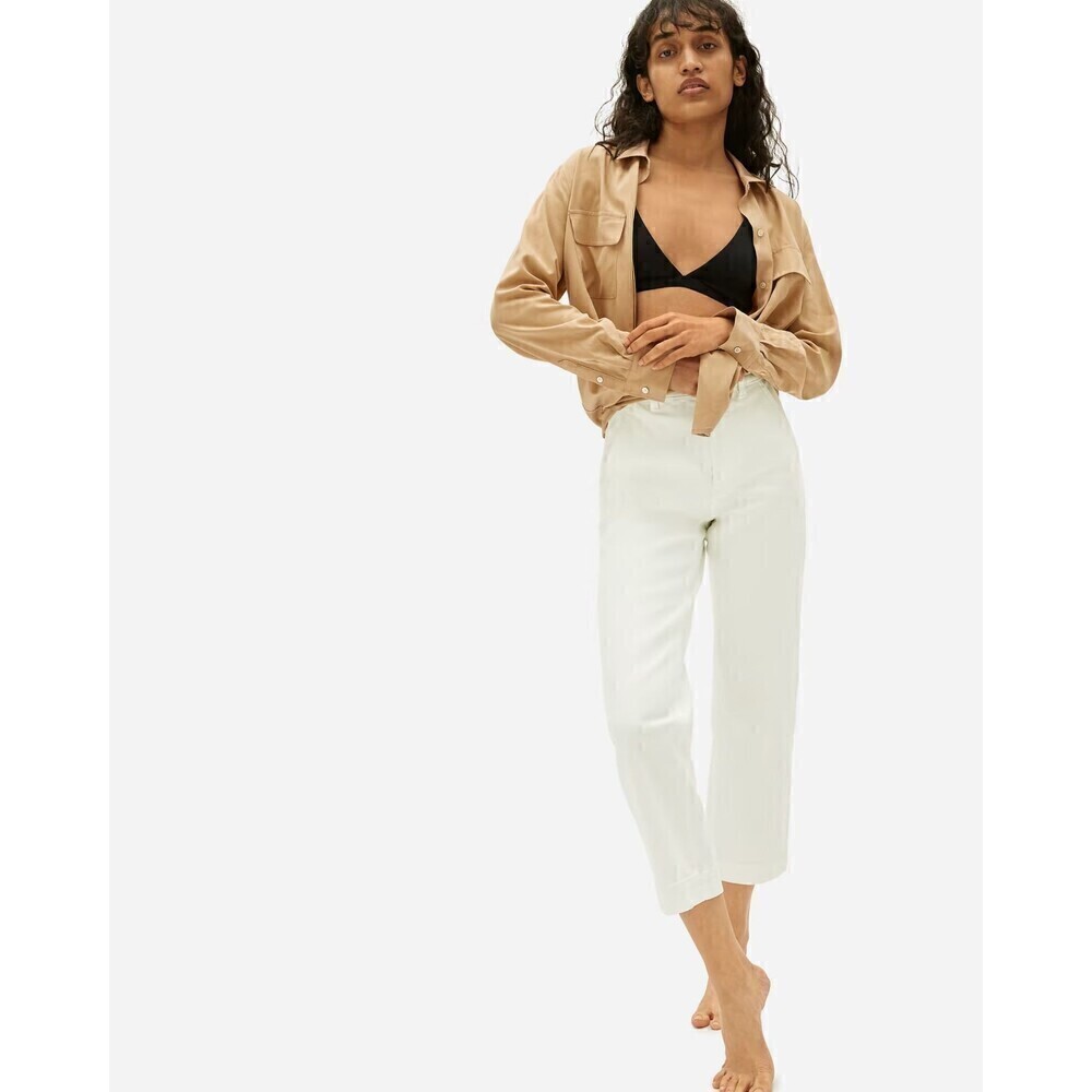 Everlane Womens Pants Size 10 The Straight Leg Crop Stretch Bone Garment Dyed
